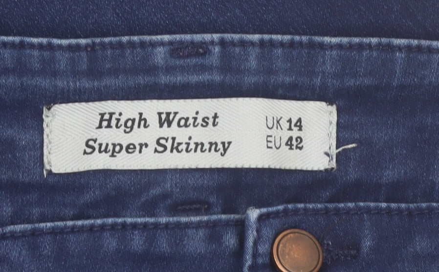 New Look Women’s Blue High Waist Super Skinny Jeans Size 14