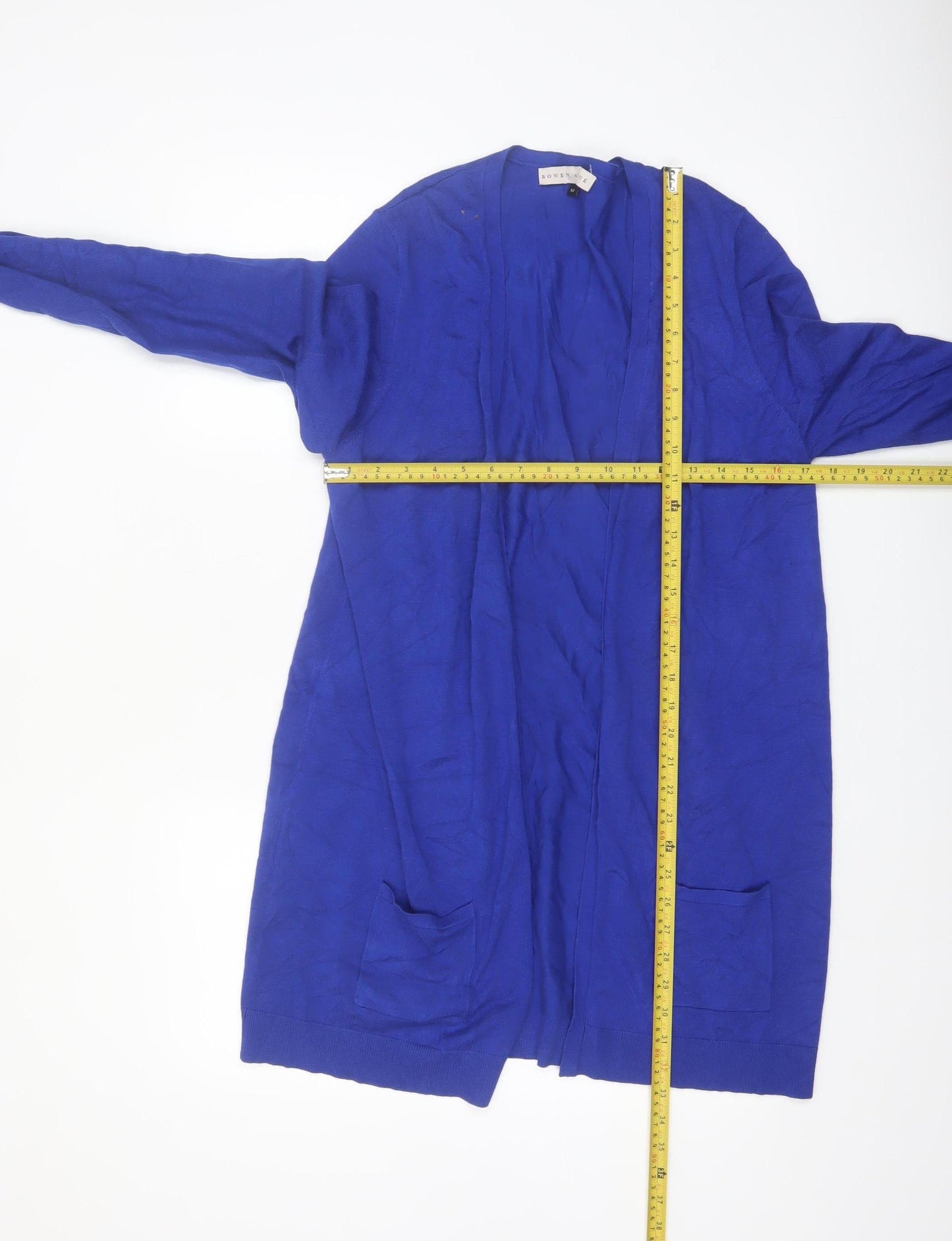 Rowen Avenue Women's Blue Long Sleeve Open Knit Cardigan M