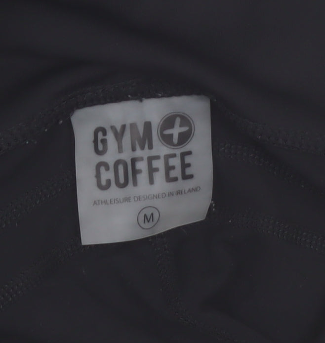 Gym+Coffee Women's Black Medium High Waist Leggings Compression Fit