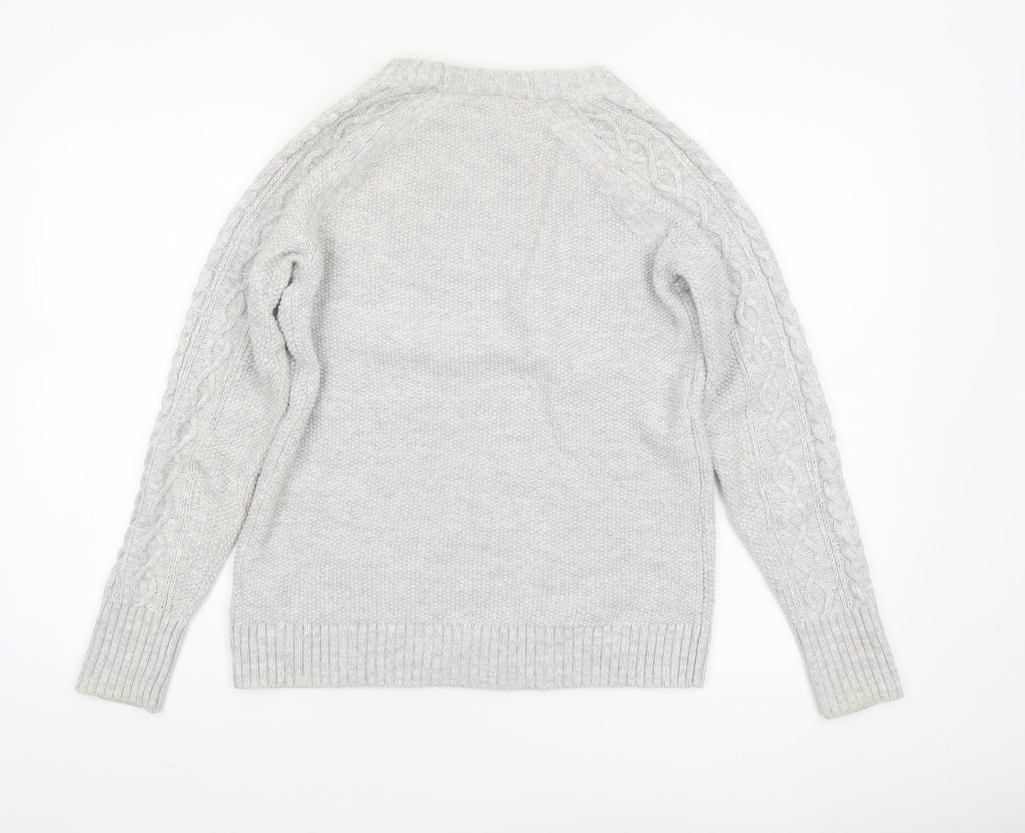 GAP Women Grey Cotton Cable-Knit Jumper Size S Crew Neck