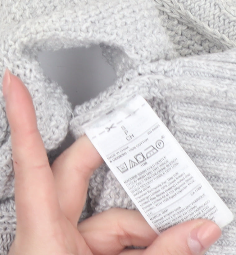 GAP Women Grey Cotton Cable-Knit Jumper Size S Crew Neck
