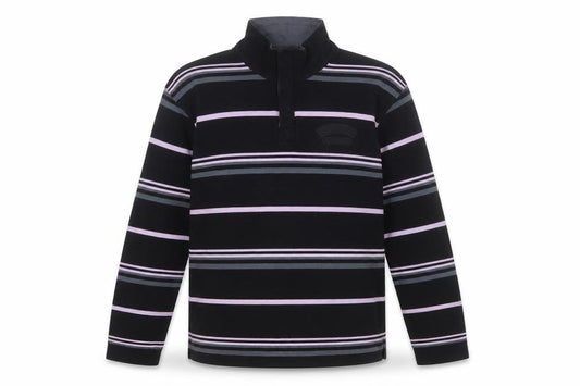 Armand Thiery Men's Black Striped 1/4 Zip Cotton Sweatshirt L