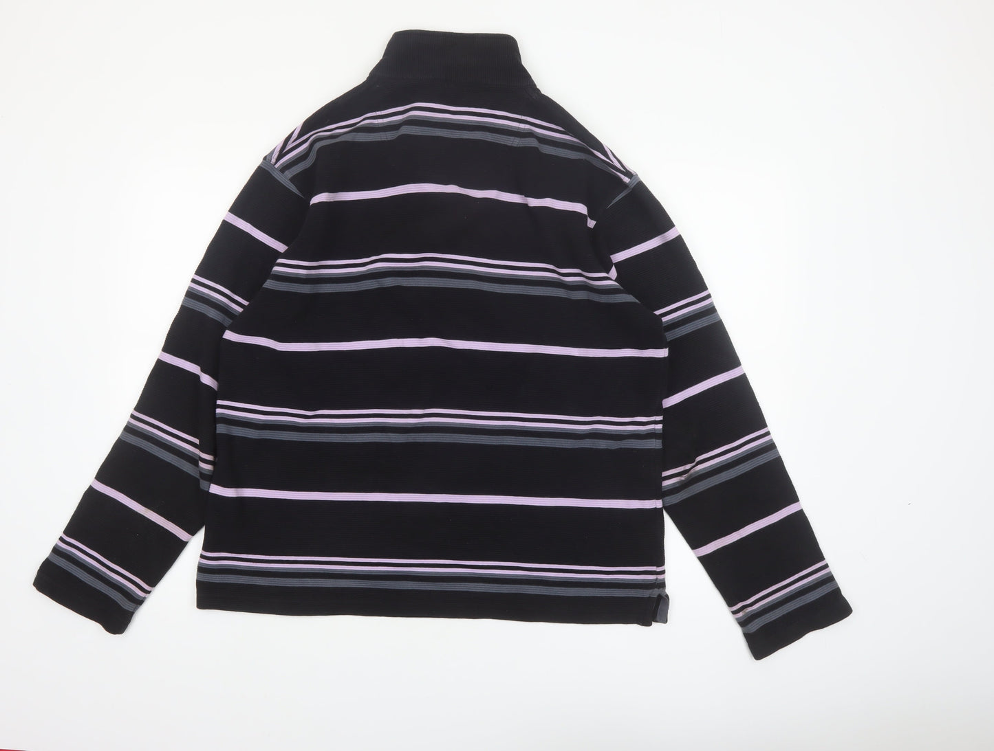 Armand Thiery Men's Black Striped 1/4 Zip Cotton Sweatshirt L