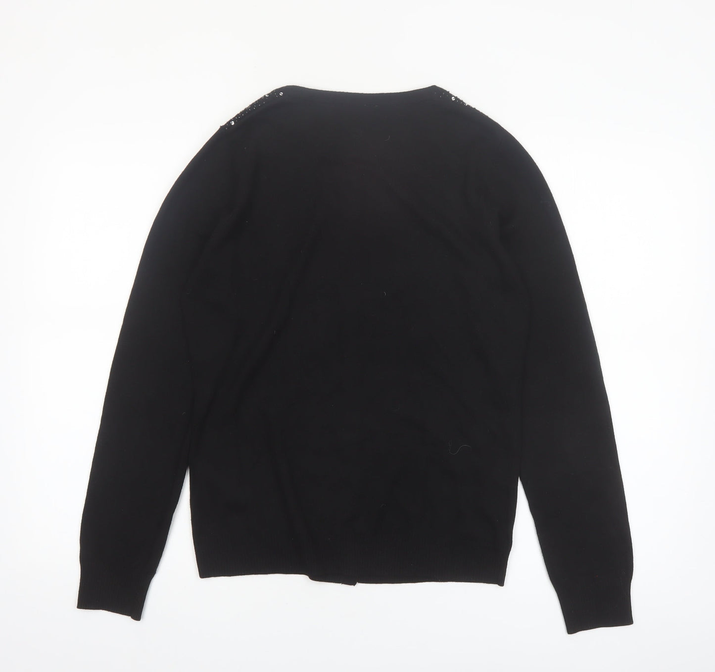 Esprit Women Black Beaded Button Cardigan Knit Jumper Size L