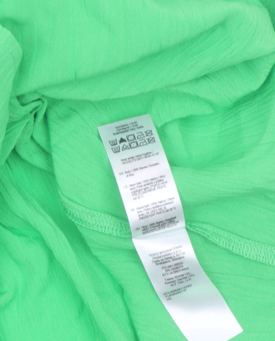 F&F Women’s Green Sleeveless Collared Cotton Tunic Blouse Size 8