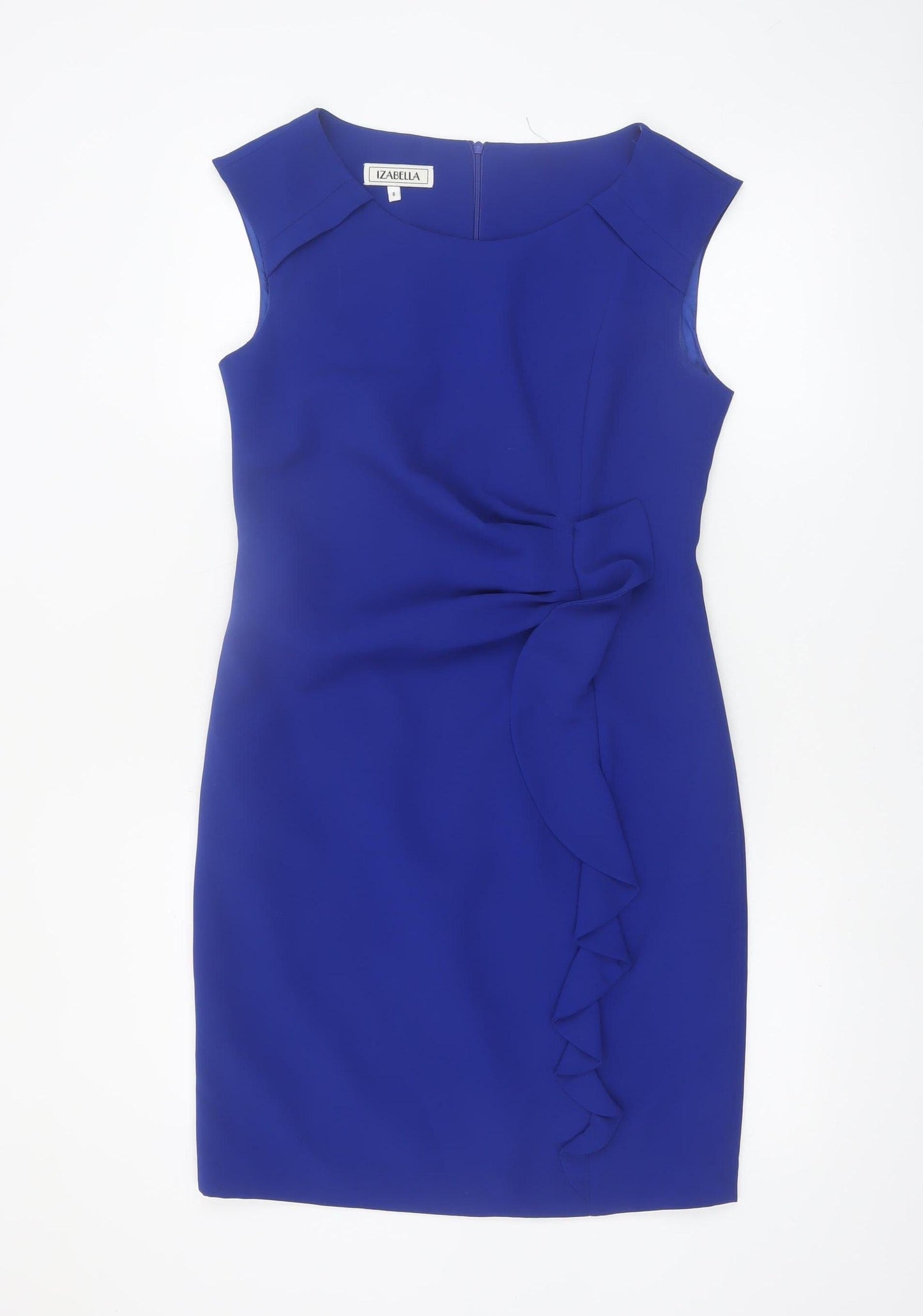 Izabella Women's Blue Size 8 Sheath Ruffle Knee Length Dress