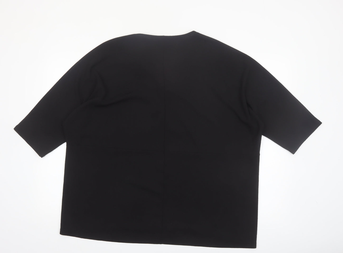 Gallery Women Black V-Neck 3/4 Sleeve Relaxed Fit Blouse XL