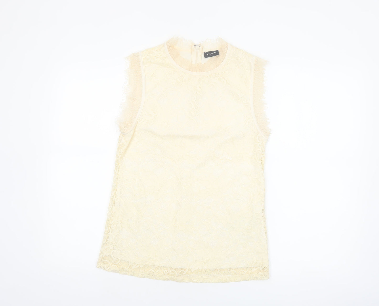 Vila Women’s Beige Lace High Neck Sleeveless Camisole Blouse M