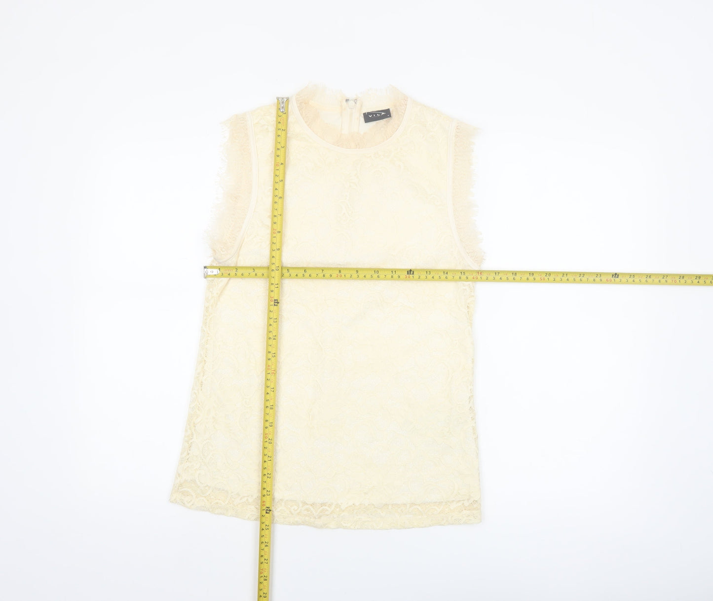 Vila Women’s Beige Lace High Neck Sleeveless Camisole Blouse M