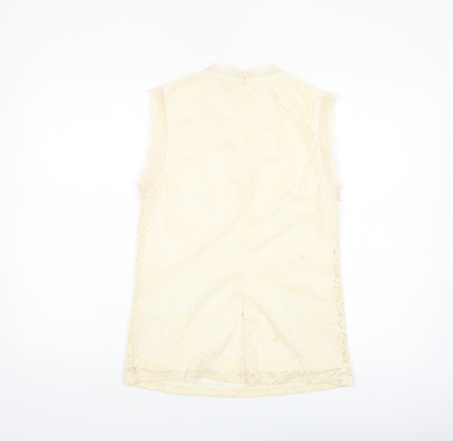 Vila Women’s Beige Lace High Neck Sleeveless Camisole Blouse M