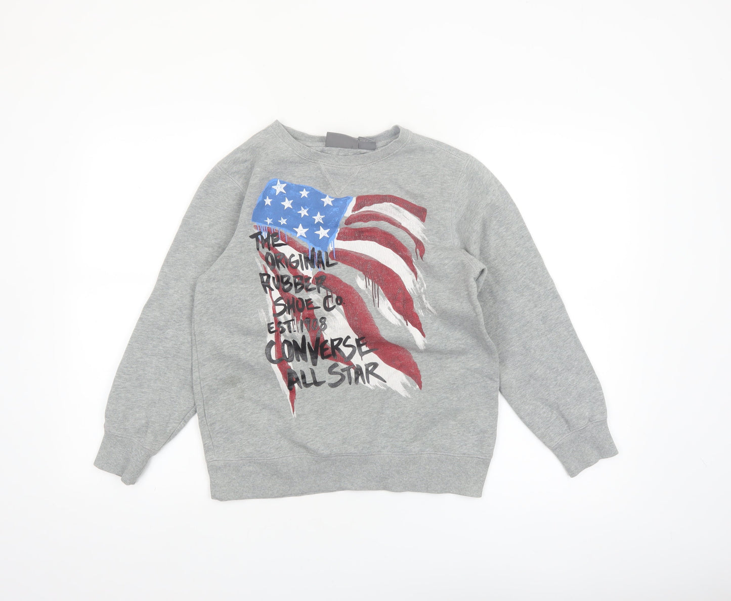 Converse Boys Grey Graphic Flag Sweatshirt 10-12 Years Pullover Fleece