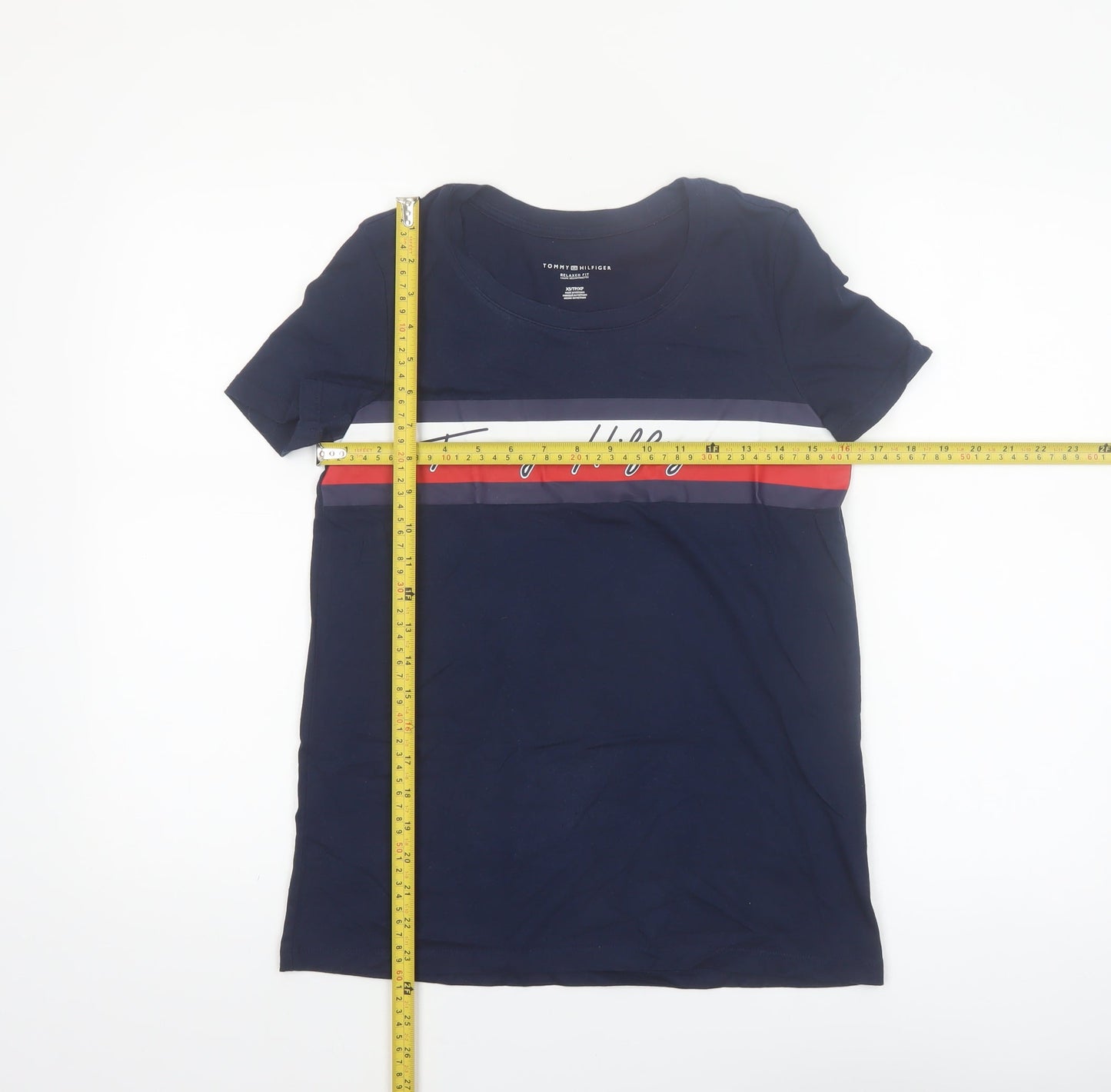 Tommy Hilfiger Women's Blue Relaxed Fit Logo T-Shirt XS