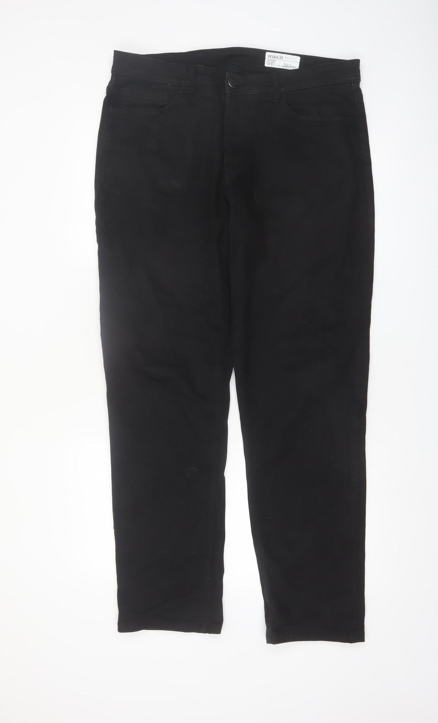 Denim Co. Men's Black Relaxed Fit Straight Jeans W34 L32
