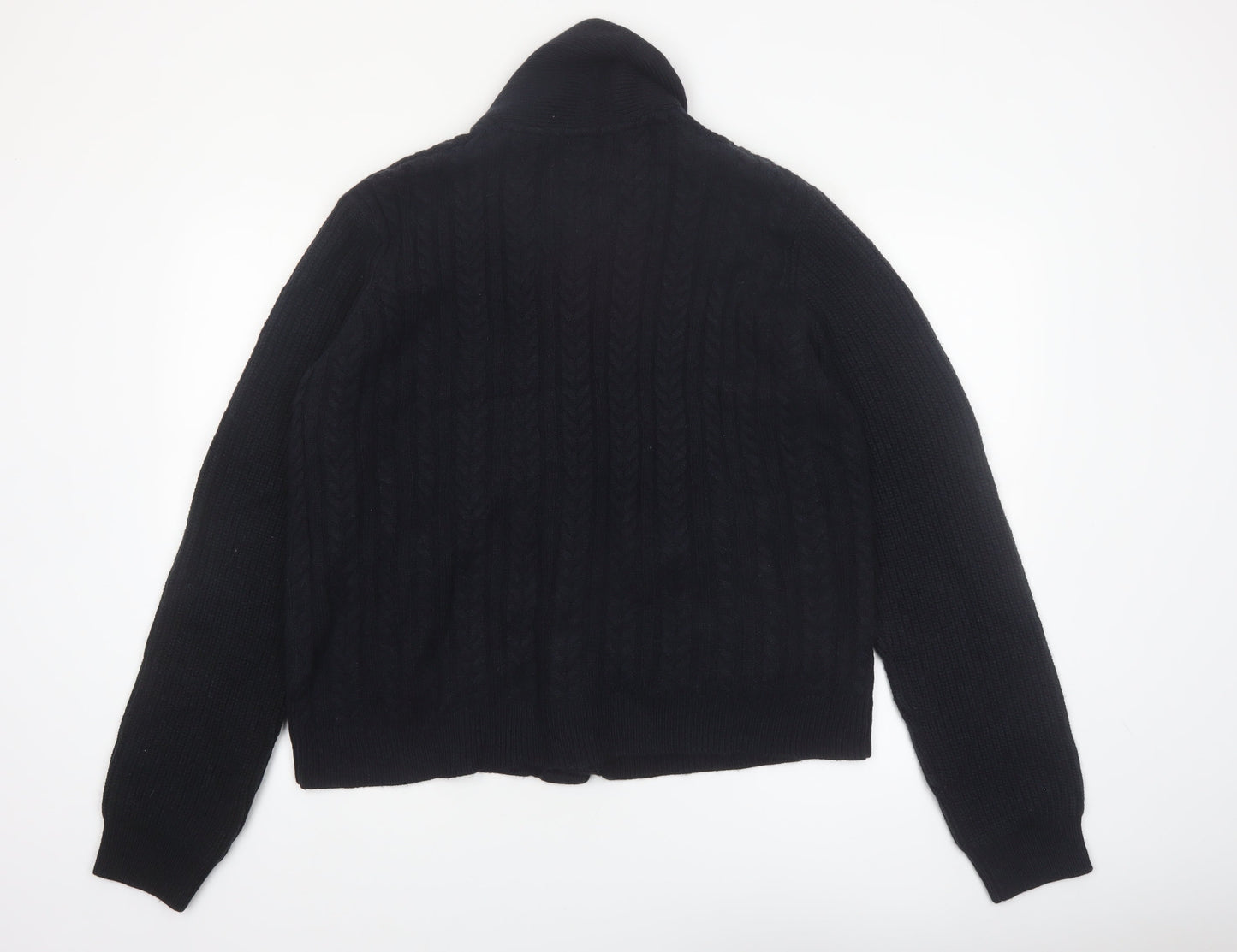 Threadbare Men's Black 2XL Cable-Knit Button Cardigan Jumper