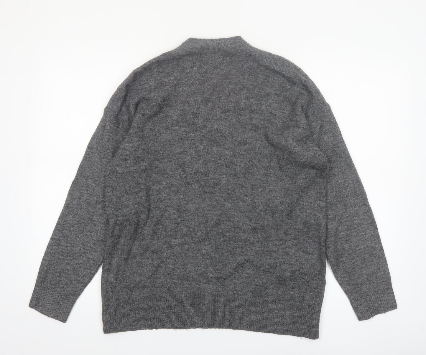 Next Womens Grey Star Embroidered Wool Blend Pullover Jumper Size M