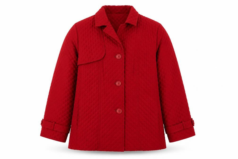 Esprit Men's Red Quilted Mid-Length Coat 2XL Polyester