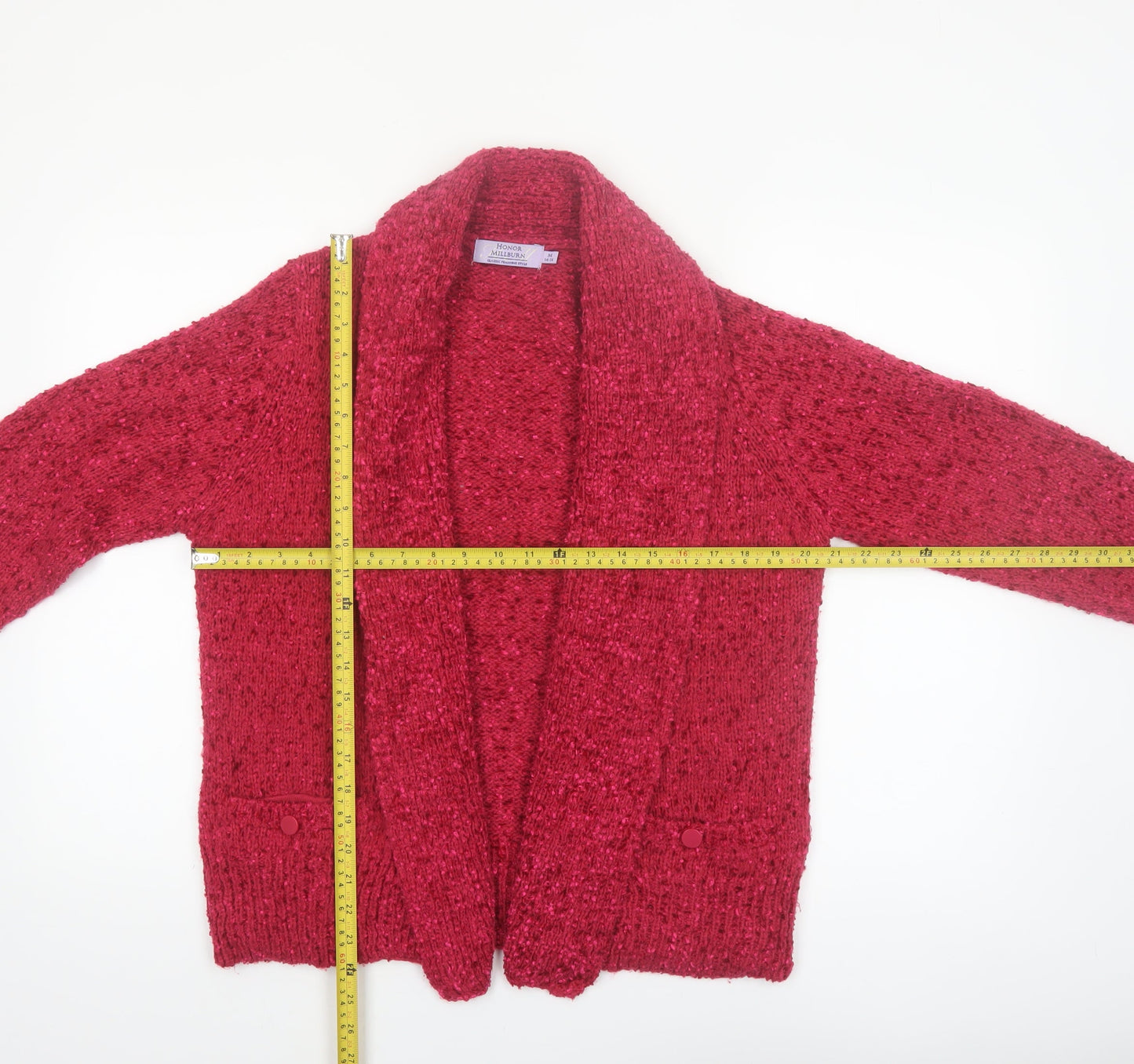 Honor Millburn Women’s Red Chunky Knit Open Cardigan Size 14-16