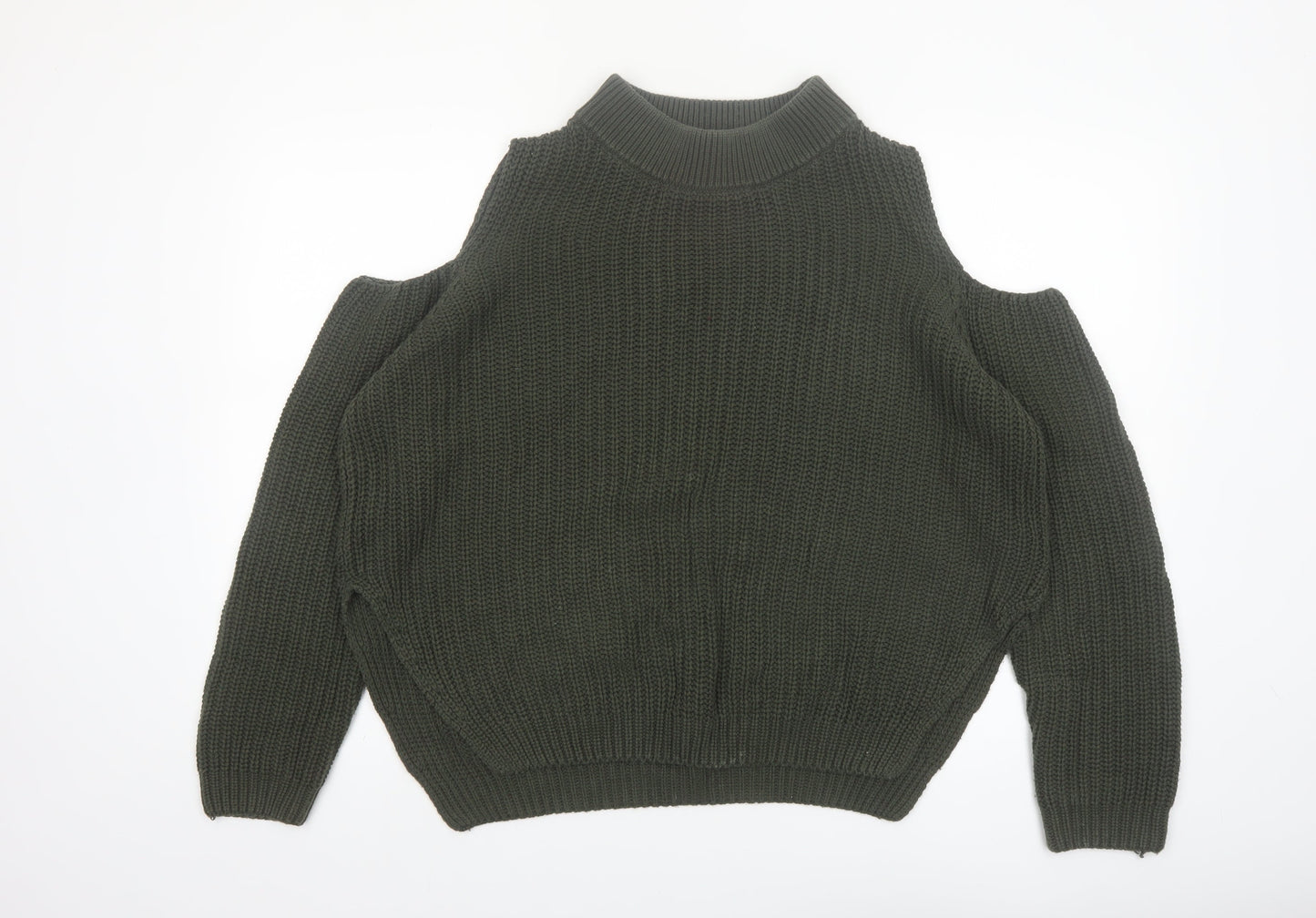 French Connection Women's Green Cold Shoulder Knit Jumper M