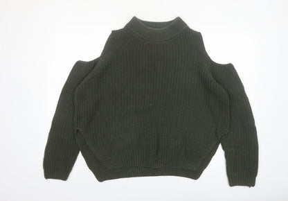 Additional front view of French Connection Women's Green Cold Shoulder Knit Jumper M
