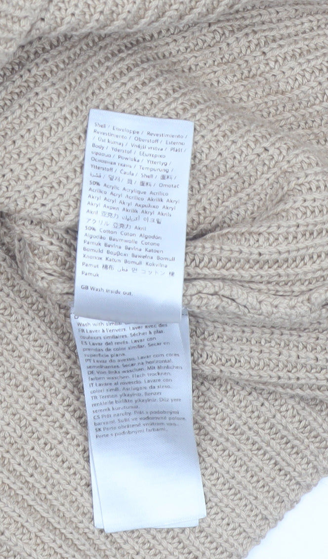 NA-KD Women’s Beige Chunky Knit Bell Sleeve Pullover Jumper Size M