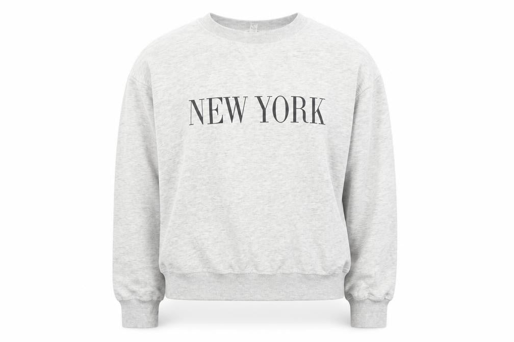 H&M Womens Grey XS Pullover Crew Neck Sweatshirt NEW YORK Print
