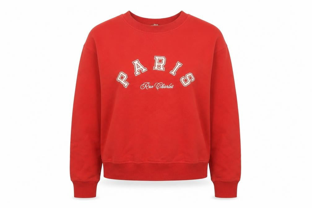 H&M Women Red Paris Rue Charlot Pullover Sweatshirt Size S