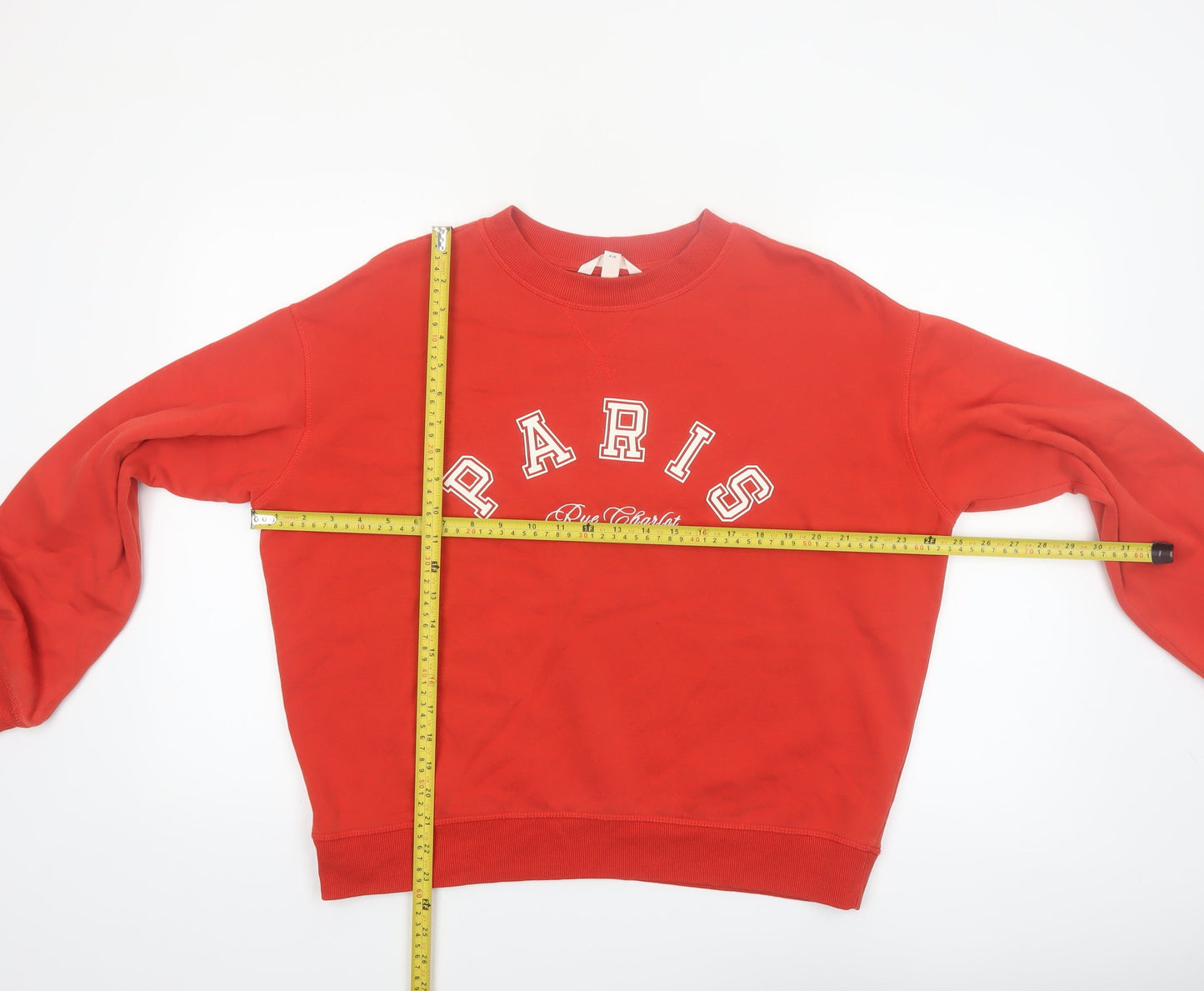 H&M Women Red Paris Rue Charlot Pullover Sweatshirt Size S