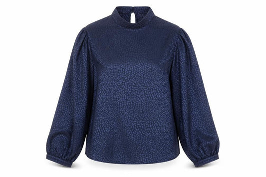 Zibi London Women's Blue Animal Print High Neck Blouse Size 10