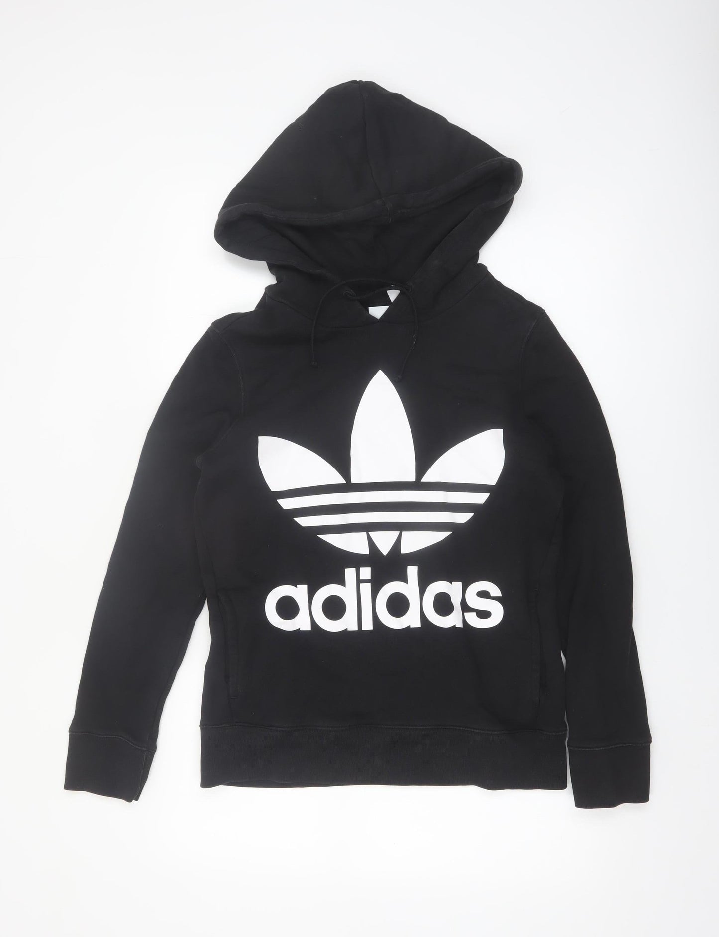Adidas Womens Black Hooded Pullover Sweatshirt Size 8 Cotton Blend