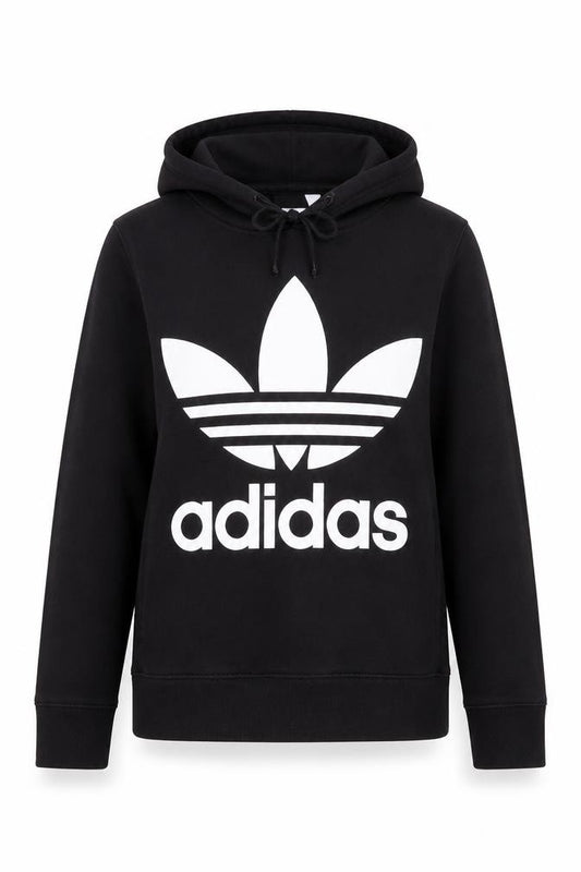 Adidas Womens Black Hooded Pullover Sweatshirt Size 8 Cotton Blend