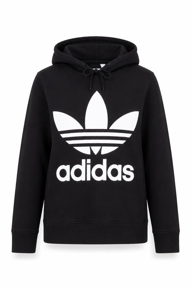 Adidas Womens Black Hooded Pullover Sweatshirt Size 8 Cotton Blend