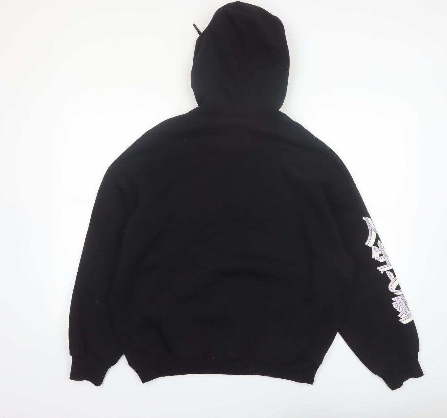 Bershka Men’s Black Anime Graphic Pullover Hoodie Size S