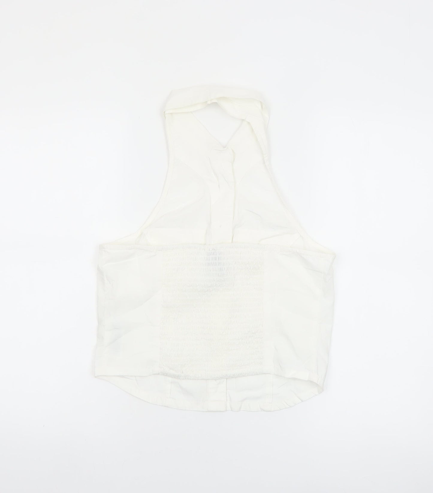 Collusion Womens White Cotton Cropped Button-Up Halter Shirt UK 10