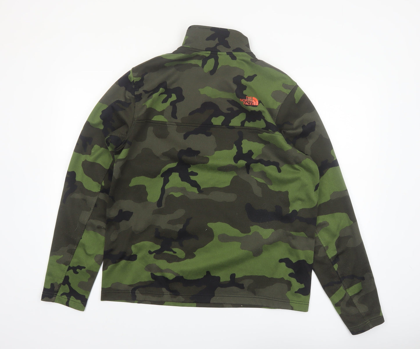The North Face Men's Green Camo 1/4 Zip Fleece Sweatshirt M