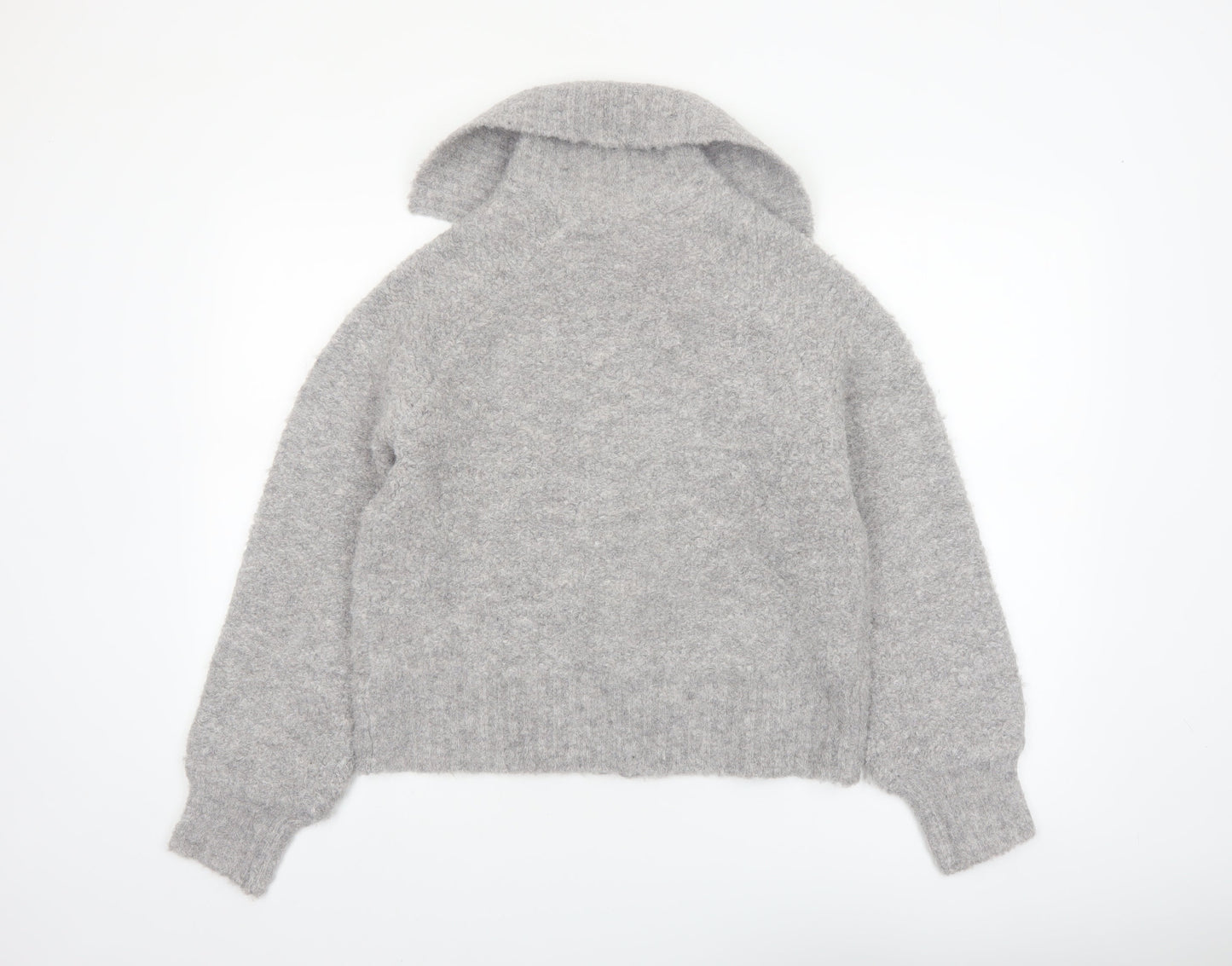 Marks and Spencer Women's Grey Full Zip Wool Blend Jumper M