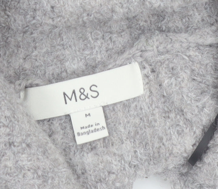 Marks and Spencer Women's Grey Full Zip Wool Blend Jumper M