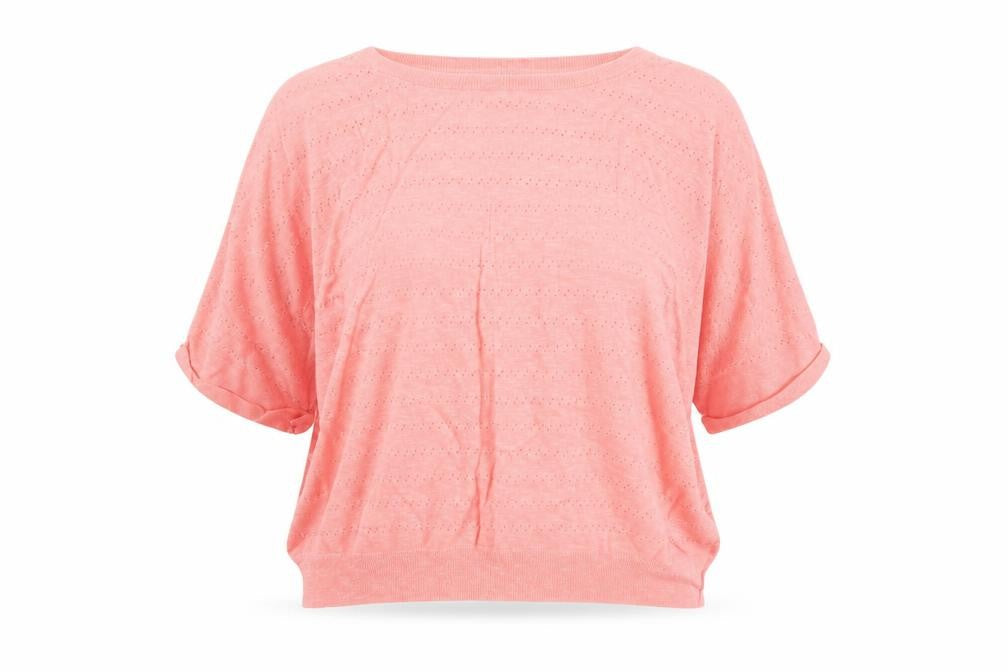 Oliver Bonas Women’s Pink Knit Short Sleeve Pullover Jumper Size 8