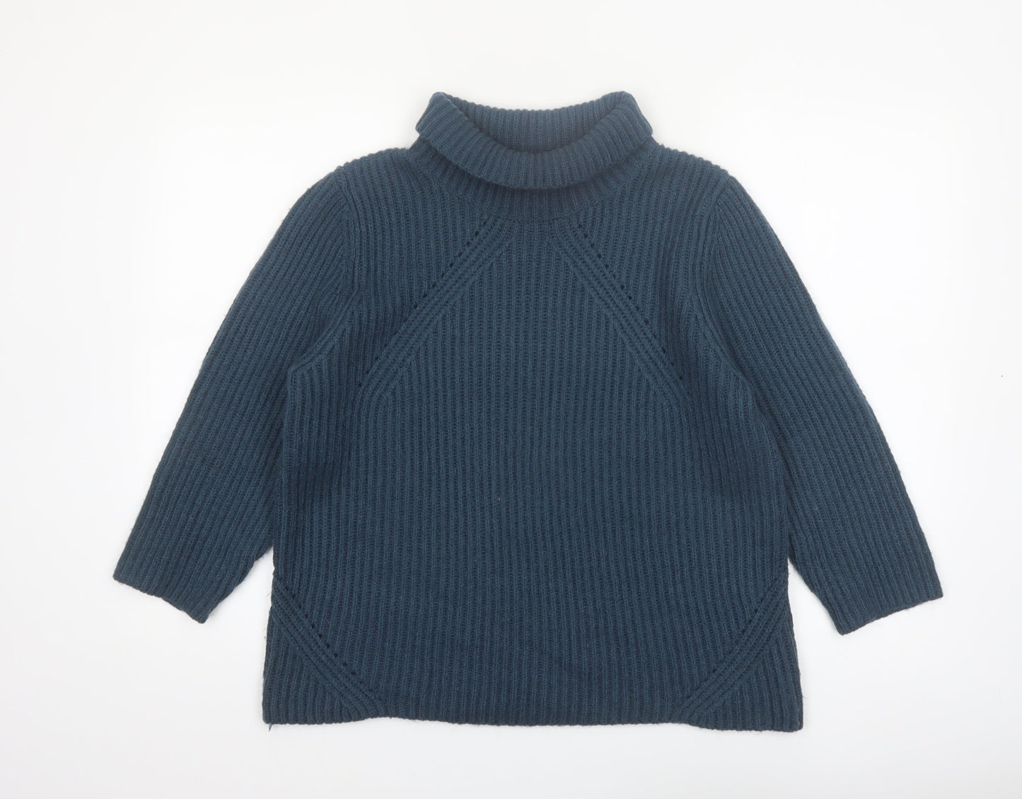 Monsoon Women's Blue Roll Neck Chunky Knit Jumper Size 18