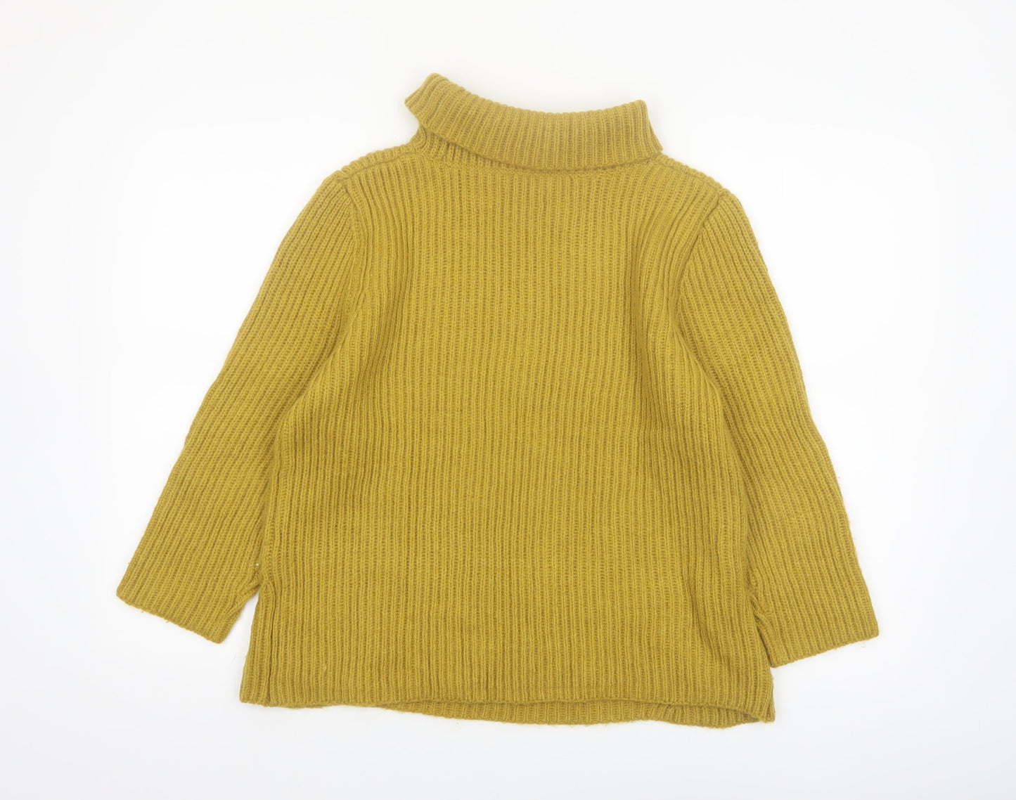 Monsoon Women Yellow Roll Neck Ribbed Knit Jumper Size 16