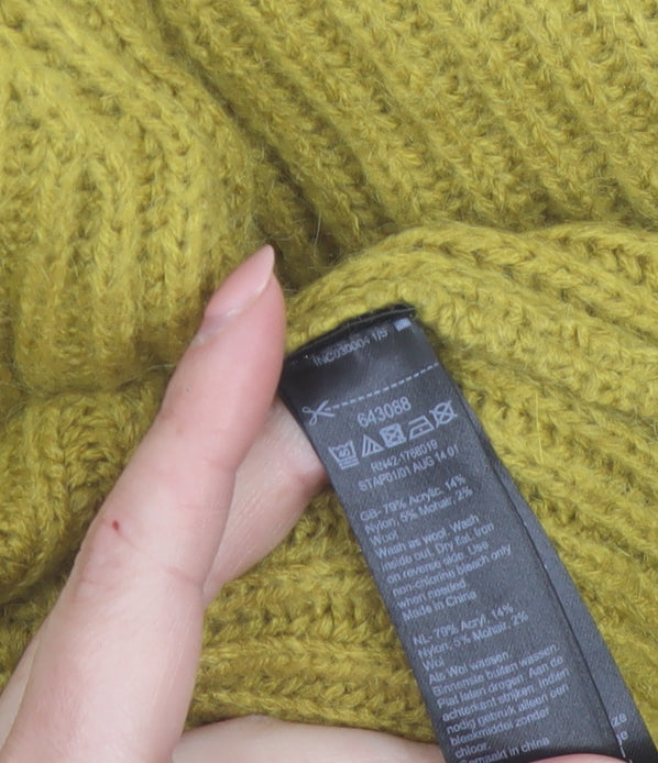 Monsoon Women Yellow Roll Neck Ribbed Knit Jumper Size 16