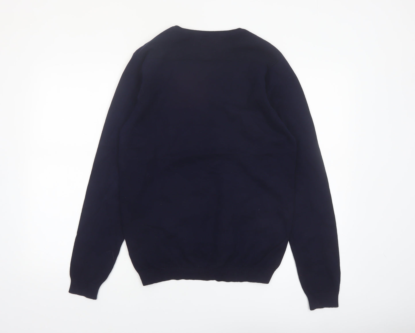 Burton Menswear London Men's Blue V-Neck Cotton Jumper Size S