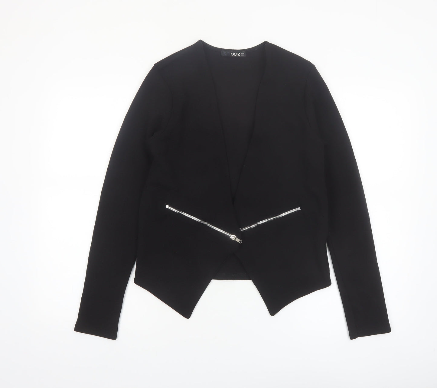 Quiz Women’s Black Zip Detail Slim Fit Blazer Jacket Size 10
