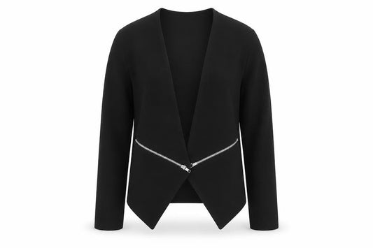 Quiz Women’s Black Zip Detail Slim Fit Blazer Jacket Size 10
