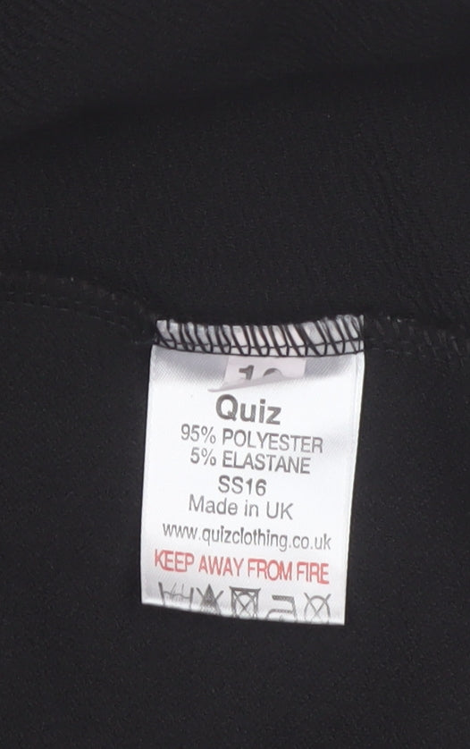Quiz Women’s Black Zip Detail Slim Fit Blazer Jacket Size 10