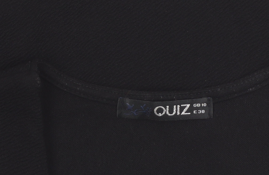 Quiz Women’s Black Zip Detail Slim Fit Blazer Jacket Size 10