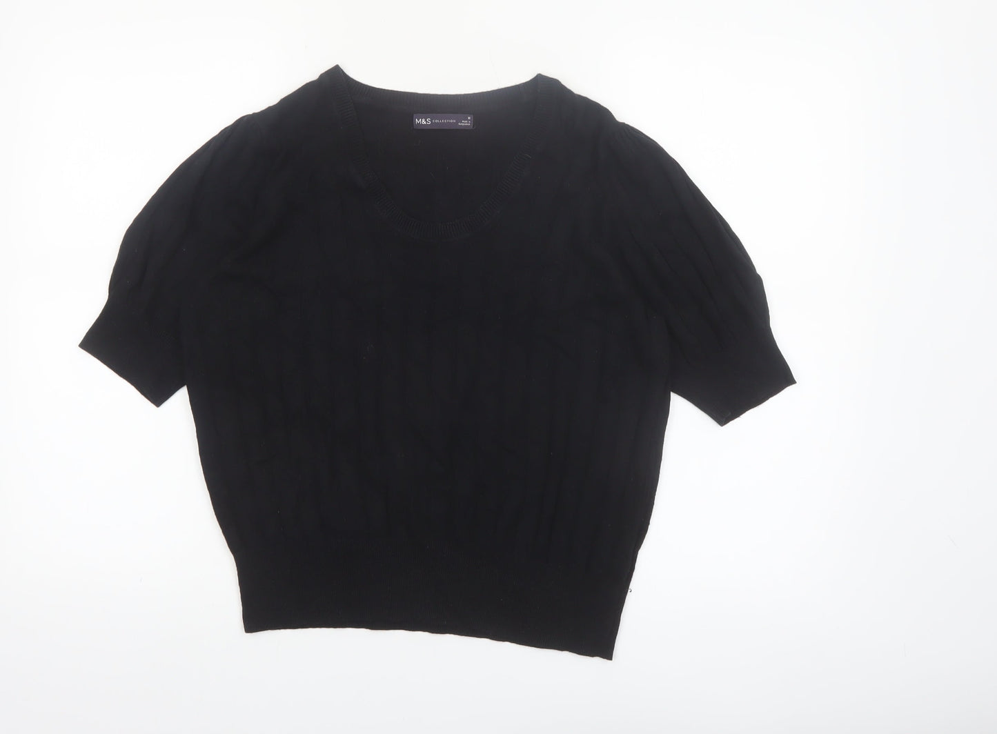 Marks and Spencer Women’s Black Size 16 Short Sleeve Knit Jumper