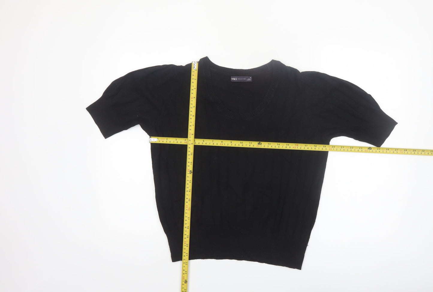 Marks and Spencer Women’s Black Size 16 Short Sleeve Knit Jumper