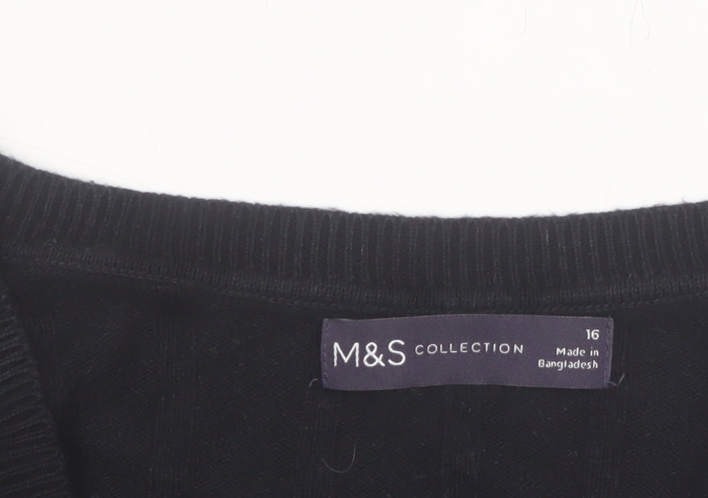 Marks and Spencer Women’s Black Size 16 Short Sleeve Knit Jumper