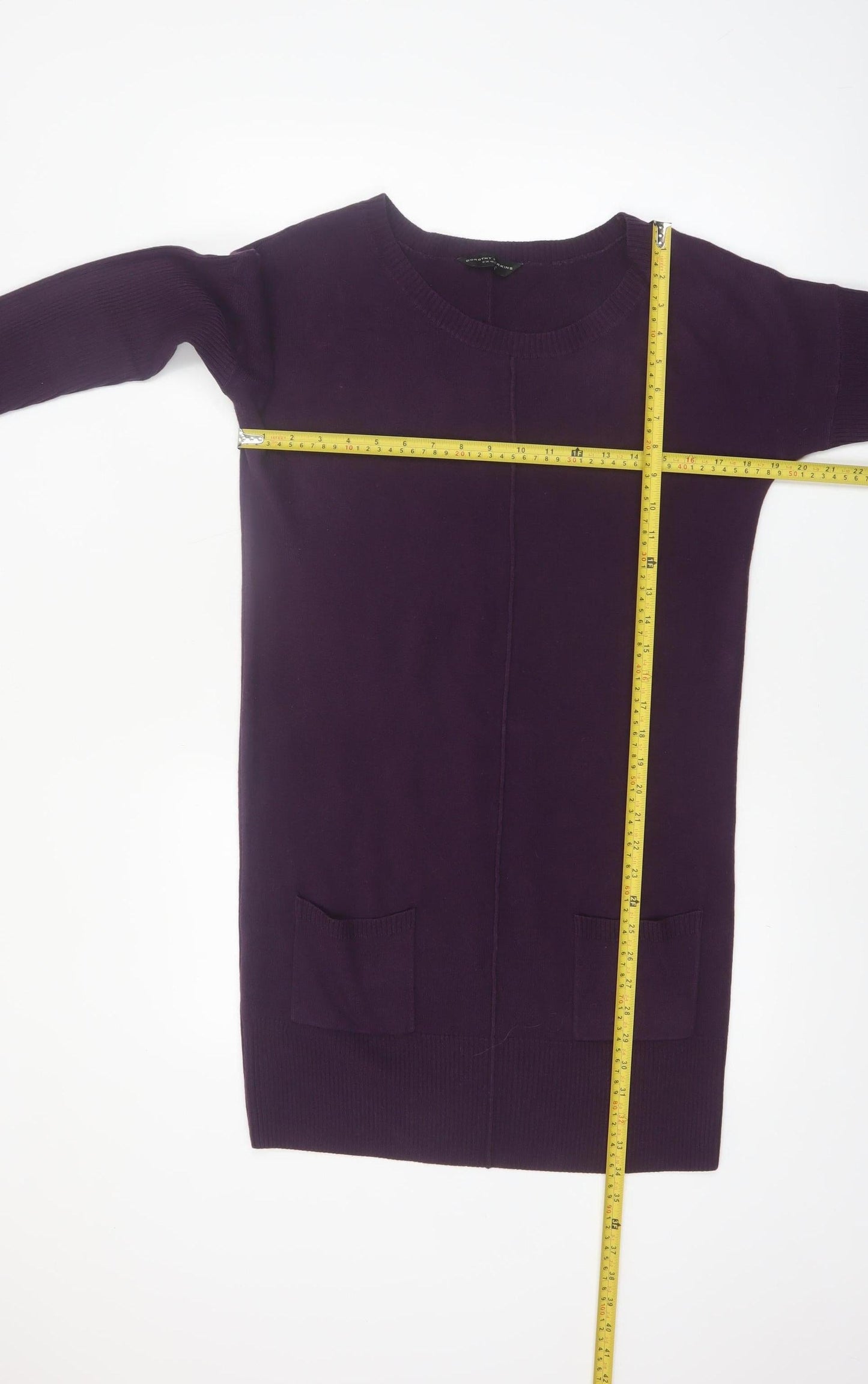 Dorothy Perkins Women Purple Size 12 Long Sleeve Knit Jumper Dress