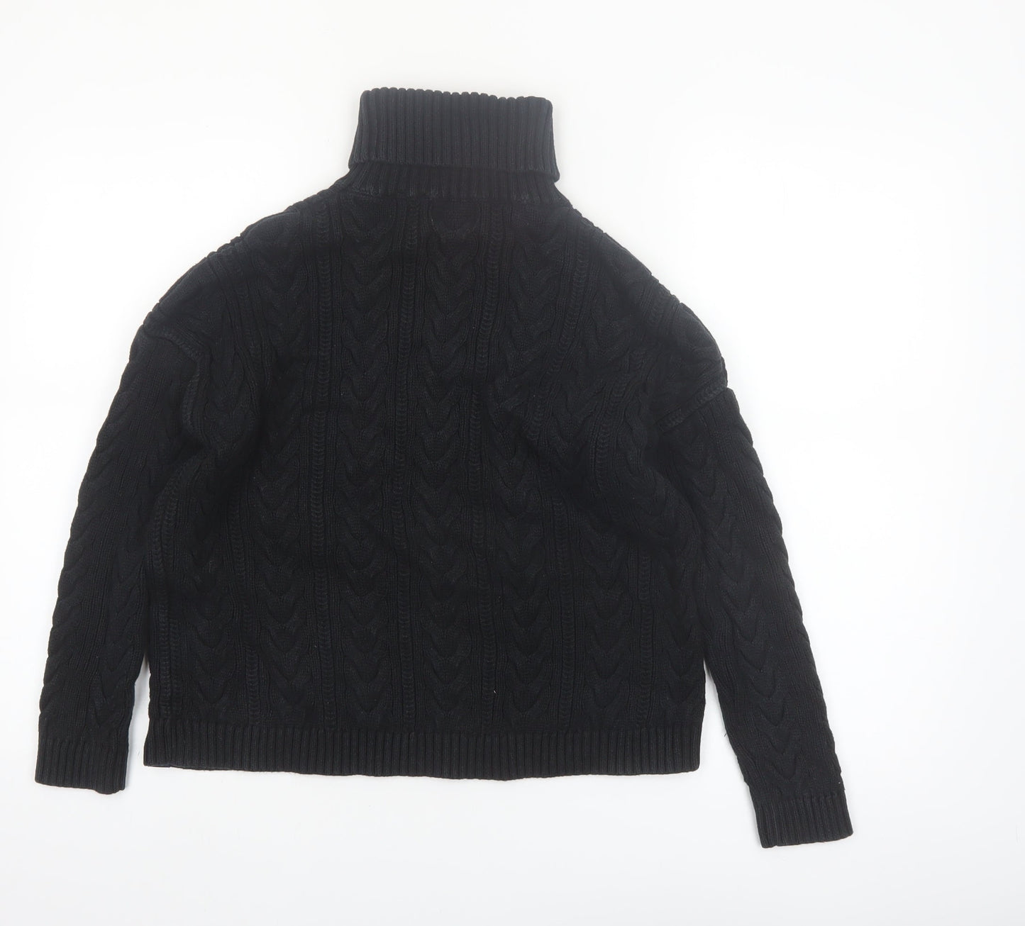 Superdry Women's Black Roll Neck Cable Knit Jumper Size 10